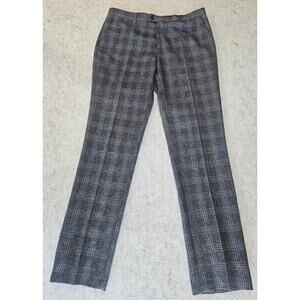 Suslo Couture Plaid Trousers Dress Pants, Blue Gray Mens Sz W36/32